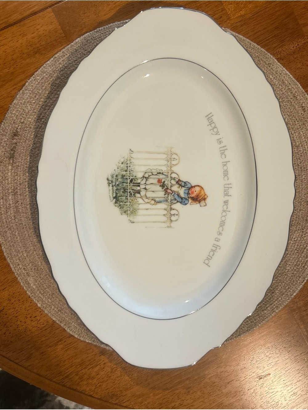 Vintage 1975 Holly Hobbie porcelain serving platter